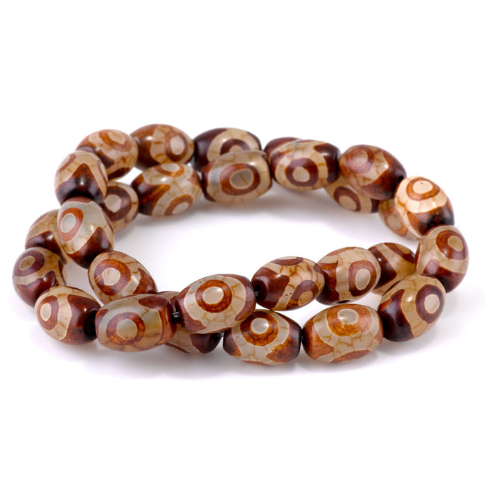 DZI Agate 10x14mm Barrel Brown Eye - 12-14 Inch