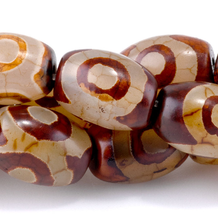 DZI Agate 10x14mm Barrel Brown Eye - 12-14 Inch