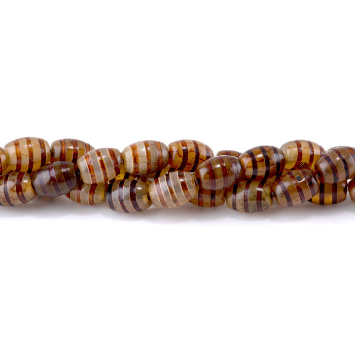 DZI Agate 10x14mm Barrel Brown Line - 15-16 Inch