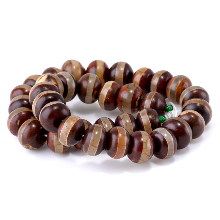 DZI Agate 10x14mm Rondelle Brown Line - 12-14 Inch