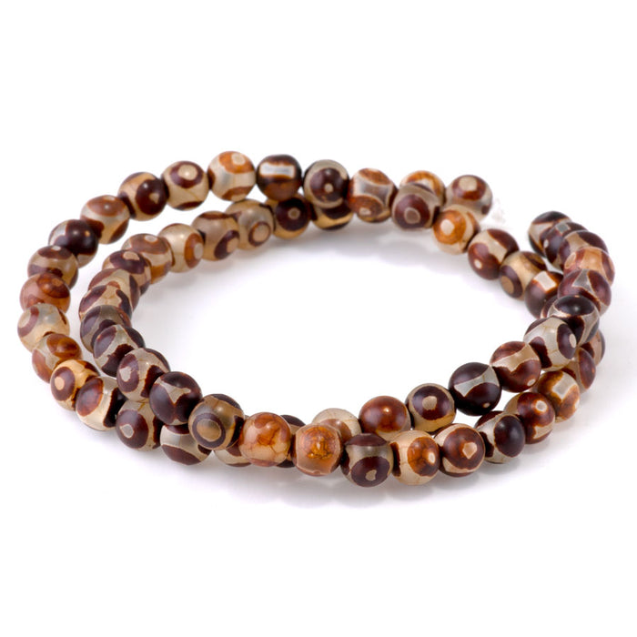 DZI Eye Agate 6mm Round Brown - 15-16 Inch