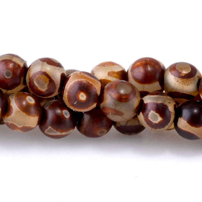 DZI Eye Agate 6mm Round Brown - 15-16 Inch