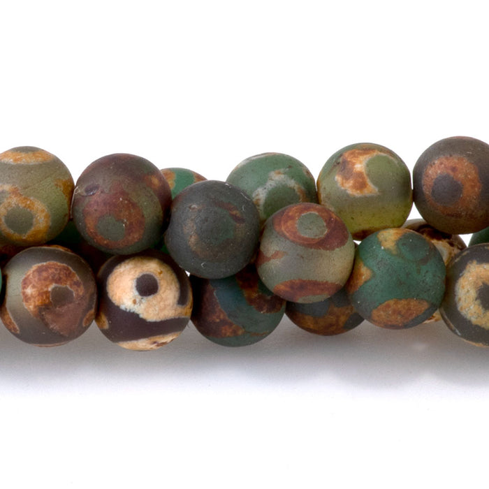 DZI Eye Agate 6mm Round Dark Green - 15-16 Inch