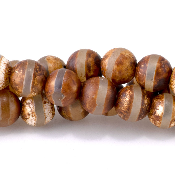 DZI Line Agate 6mm Round Brown - 15-16 Inch