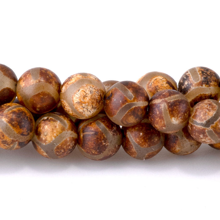 DZI Turtle Agate 6mm Round Brown- 15-16 Inch