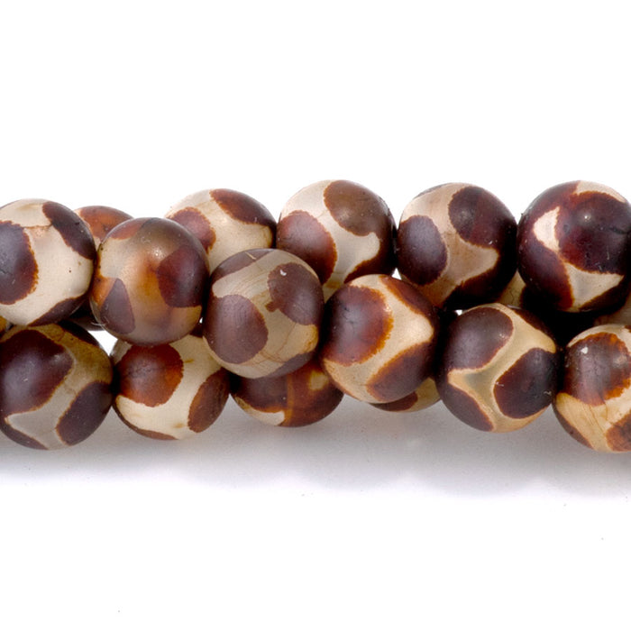 DZI Turtle Agate 6mm Round Red Brown - 15-16 Inch