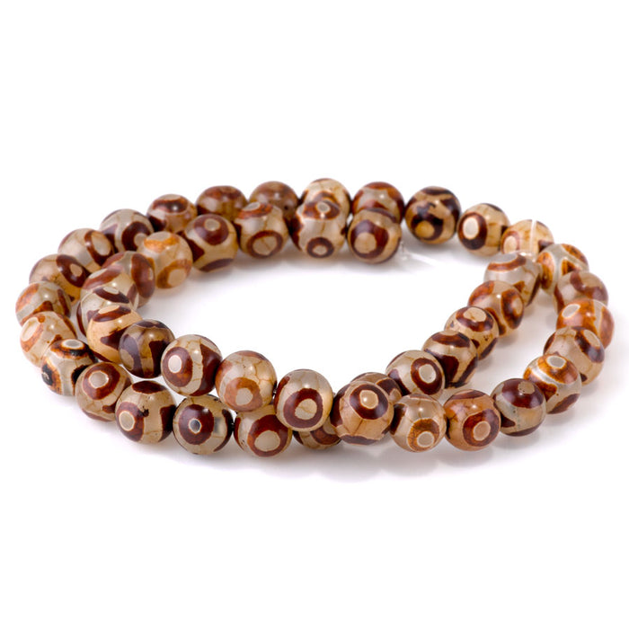 DZI Eye Agate 8mm Round Brown - 12-14 Inch