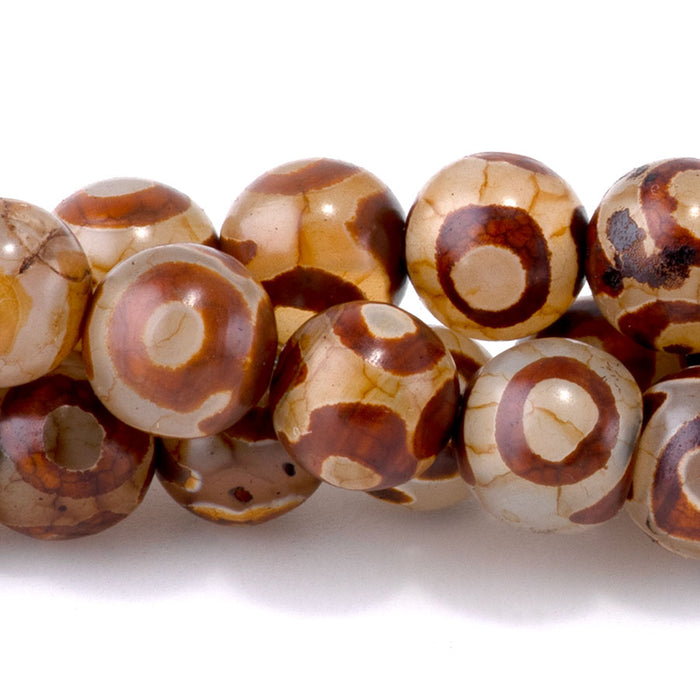 DZI Eye Agate 8mm Round Brown - 12-14 Inch