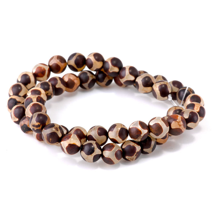 DZI Turtle Agate 8mm Round Red Brown - 15-16 Inch