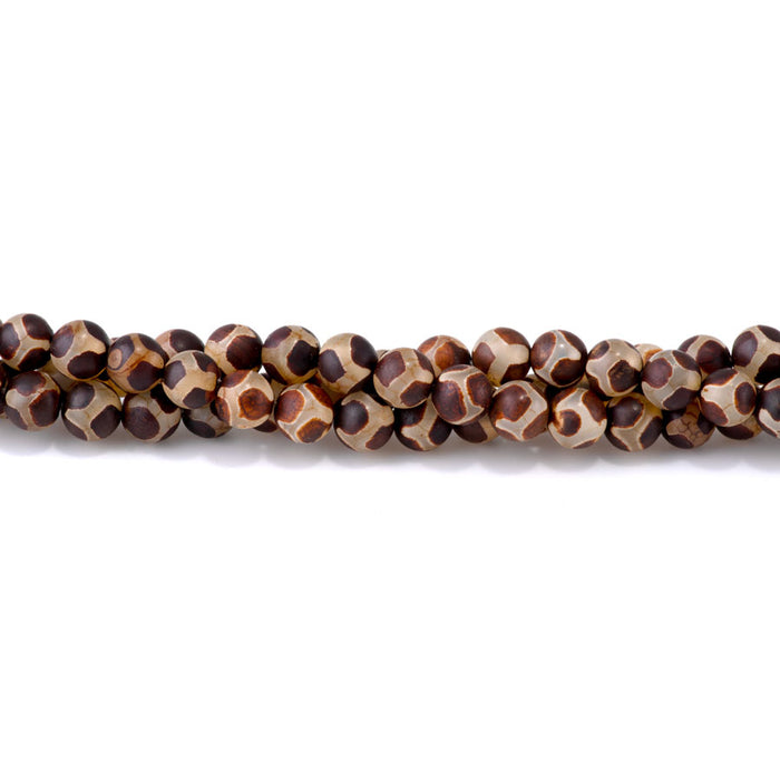 DZI Turtle Agate 8mm Round Red Brown - 15-16 Inch