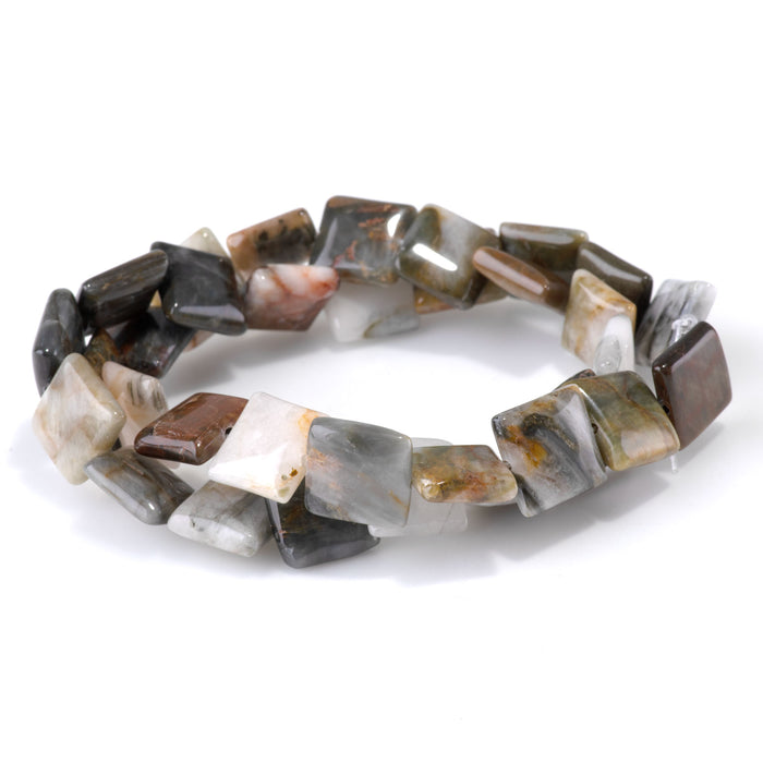 Sunset Eagle Eye 12mm Square Bead - 15-16 Inch