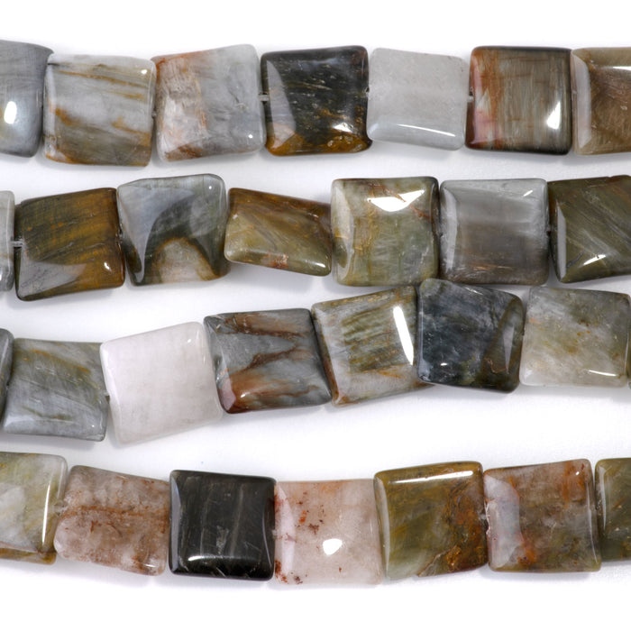 Sunset Eagle Eye 12mm Square Bead - 15-16 Inch