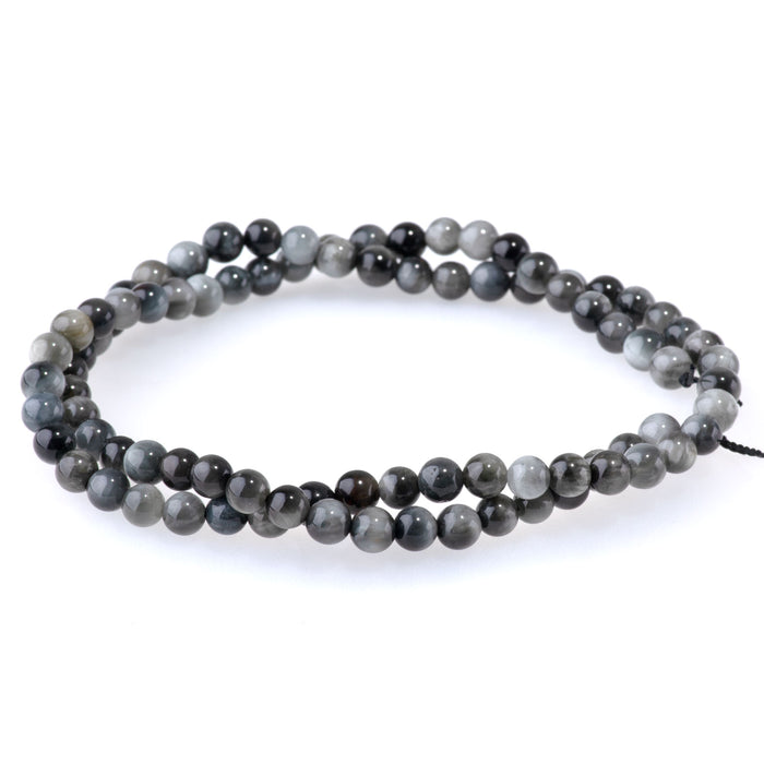 Eagle Eye Stone 4mm Round - 15-16 Inch