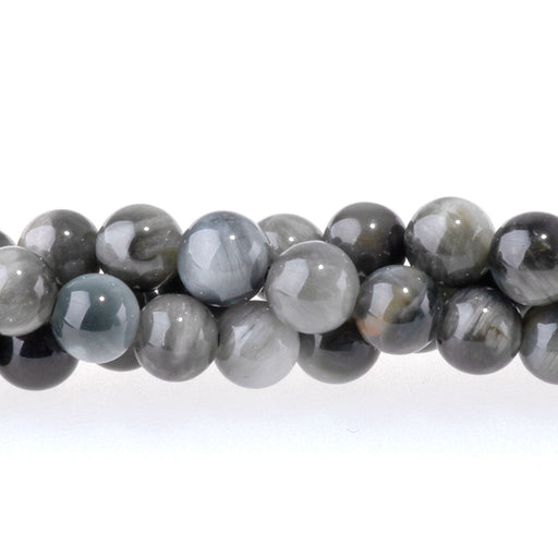 This is a Dakota Stones 4mm Eagle Eye Stone Gemstone strand with round beads in 15-16 inch strand.