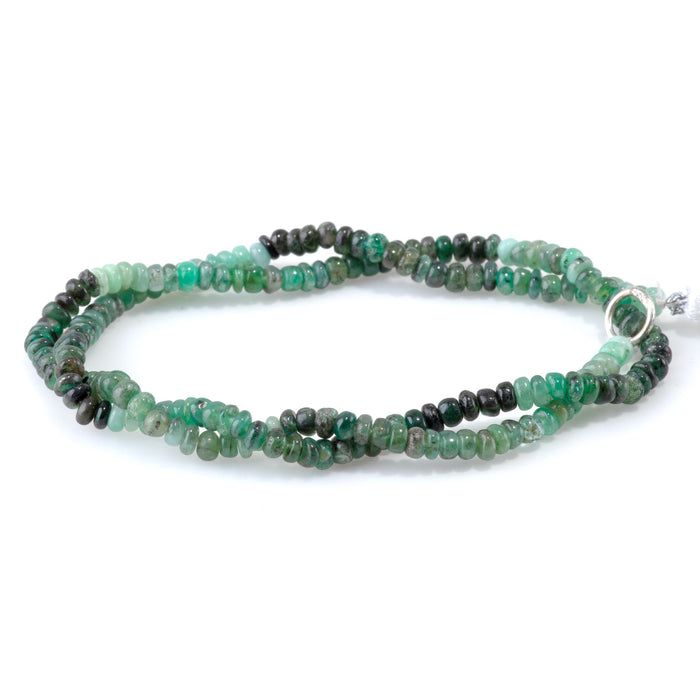 Emerald 2-4mm Banded Irregular Rondelle - 14 Inch