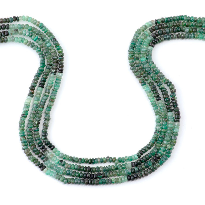 Emerald 2-4mm Banded Irregular Rondelle - 14 Inch
