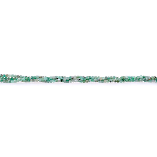 This is a Dakota Stones 2mm Emerald Gemstone strand with table-cut cube beads in 15-16 inch strand.