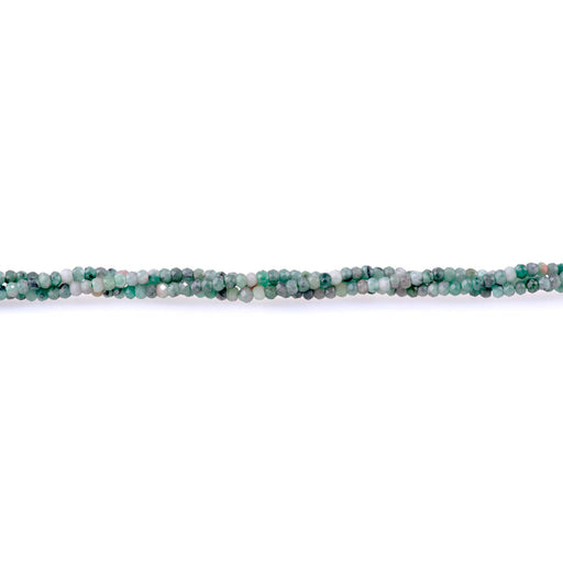 This is a Dakota Stones 3mm Emerald Gemstone strand with A grade faceted rondelle beads in 15-16 inch strand.