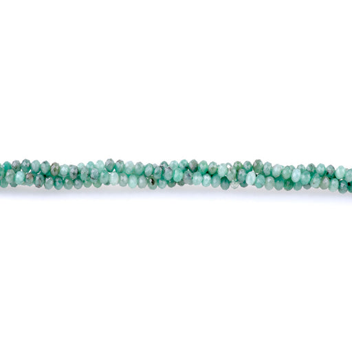 This is a Dakota Stones 4mm Emerald Gemstone strand with AAA grade faceted rondelle beads in 15-16 inch strand.