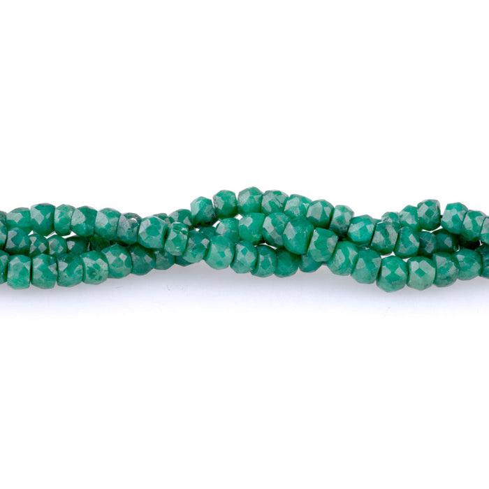 Emerald 4mm Rondelle Faceted (Enhanced) - 15-16 Inch