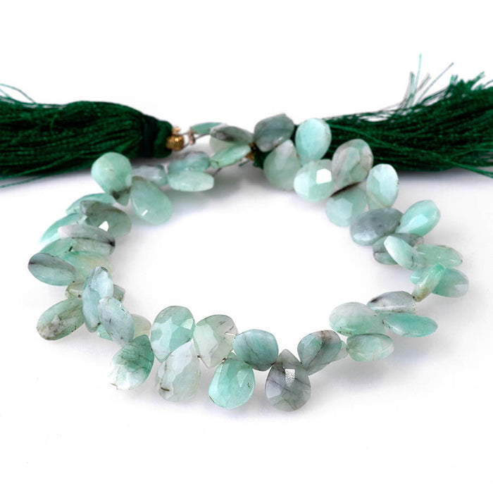 Emerald 5x8-8x12mm Faceted Pear - 8 Inch