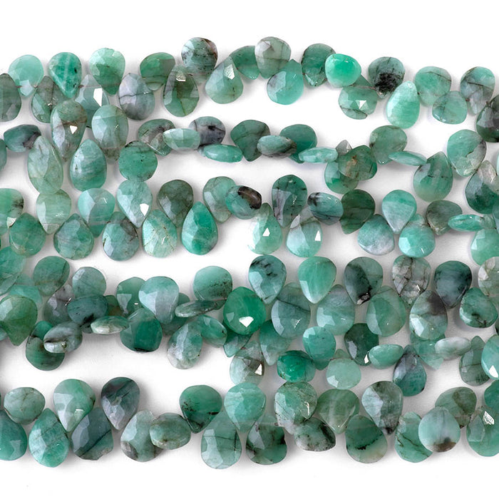 Emerald 5x8-8x12mm Faceted Pear - 8 Inch