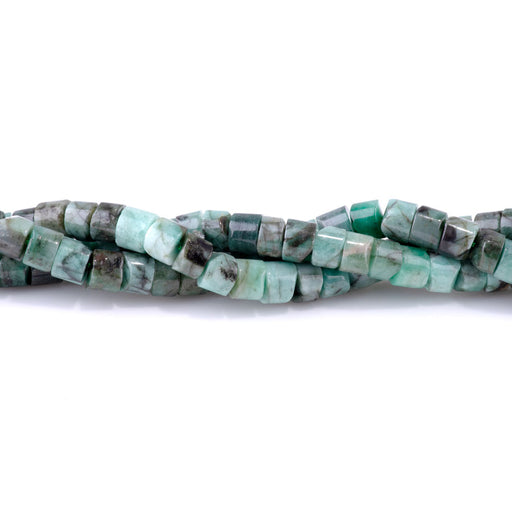 This is a Dakota Stones 8x5-7mm Emerald Tube Gemstone strand with A grade beads in 15-16 inch strand.