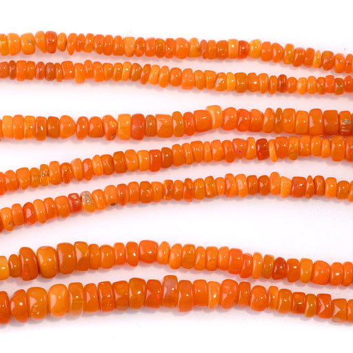 This is a Dakota Stones 1-6mm Ethiopian Opal Orange Gemstone strand with dyed rondelle beads in 17 inch strand.
