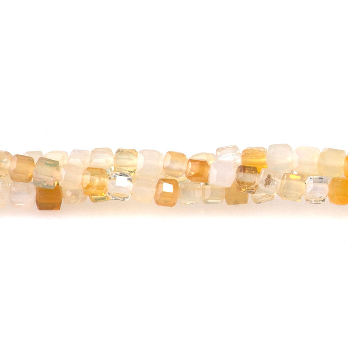 Ethiopian Opal 2.5mm Cube Light Yellow Faceted - 15-16 Inch