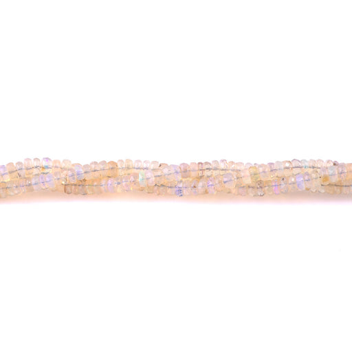 This is a Dakota Stones 3-5mm Ethiopian Opal Gemstone strand with faceted rondelle beads in 15-16 inch strand.