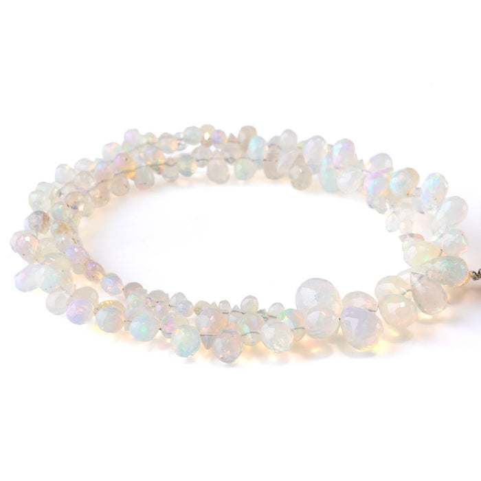 White Ethiopian Opal 3x5-7x10mm Graduated Faceted Drop - 15-16 Inch