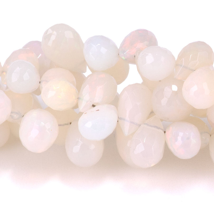 Ethiopian Opal 4x6-7x10mm Drop Faceted White - 15-16 Inch