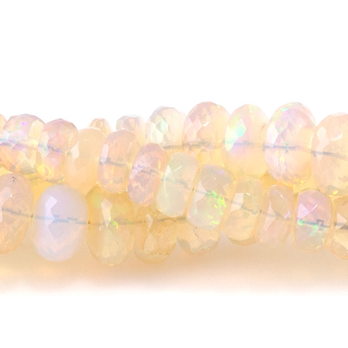 Yellow Ethiopian Opal 5x8mm Graduated Faceted Rondelle - 15-16 Inch