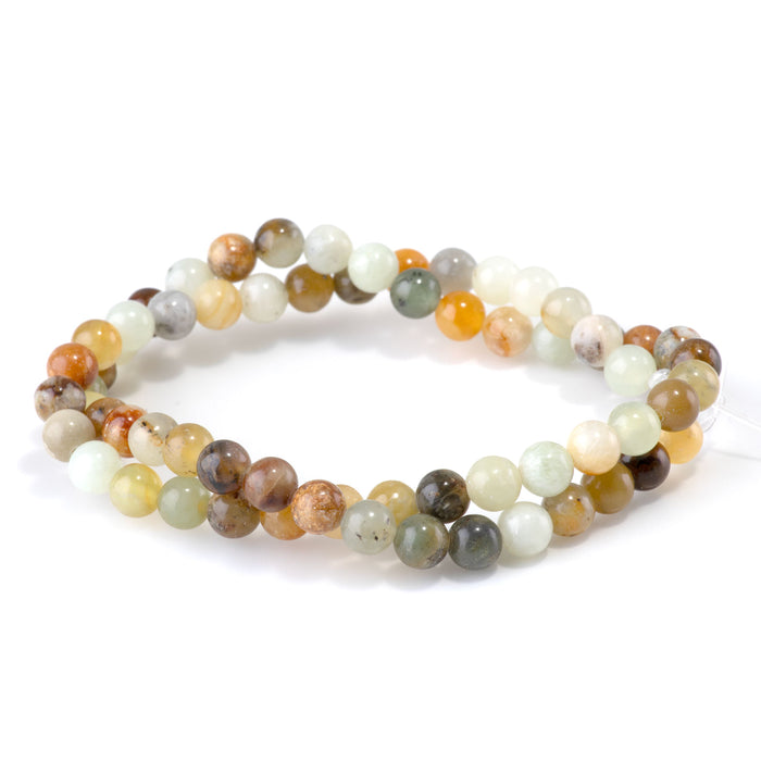 Flower Jade 6mm Round - 15-16 Inch