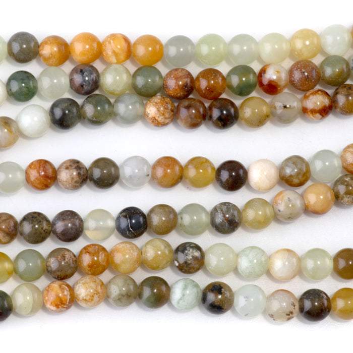 Flower Jade 6mm Round - 15-16 Inch