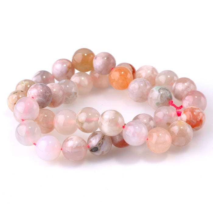 Flower Agate 10mm Round - 15-16 Inch