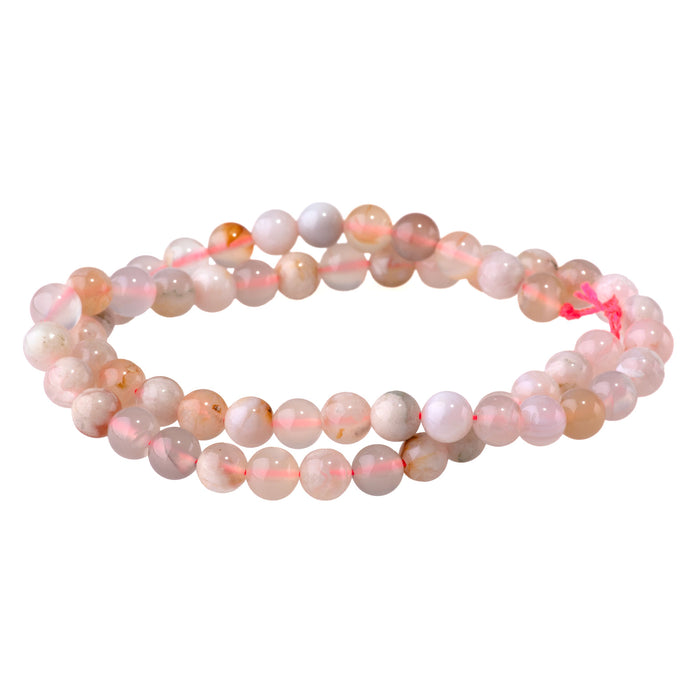 Flower Agate 6mm Round - 15-16 Inch