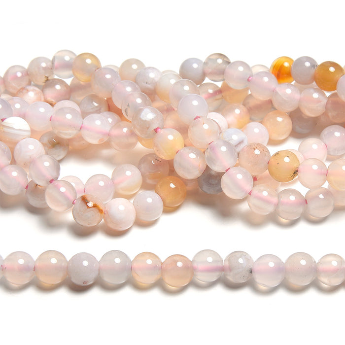 Flower Agate 6mm Large Hole Round - 8 Inch