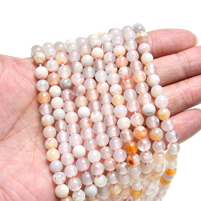 Flower Agate 6mm Large Hole Round - 8 Inch