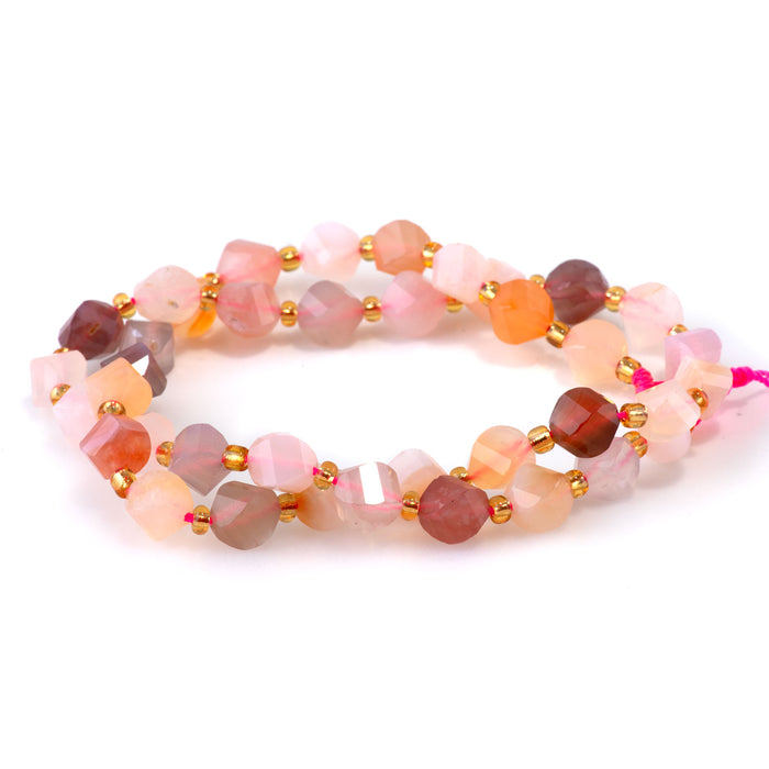 Flower Agate 7x8mm Faceted Swirl Oval - 15-16 Inch