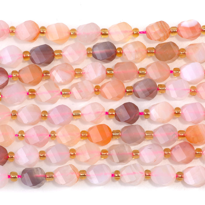 Flower Agate 7x8mm Faceted Swirl Oval - 15-16 Inch