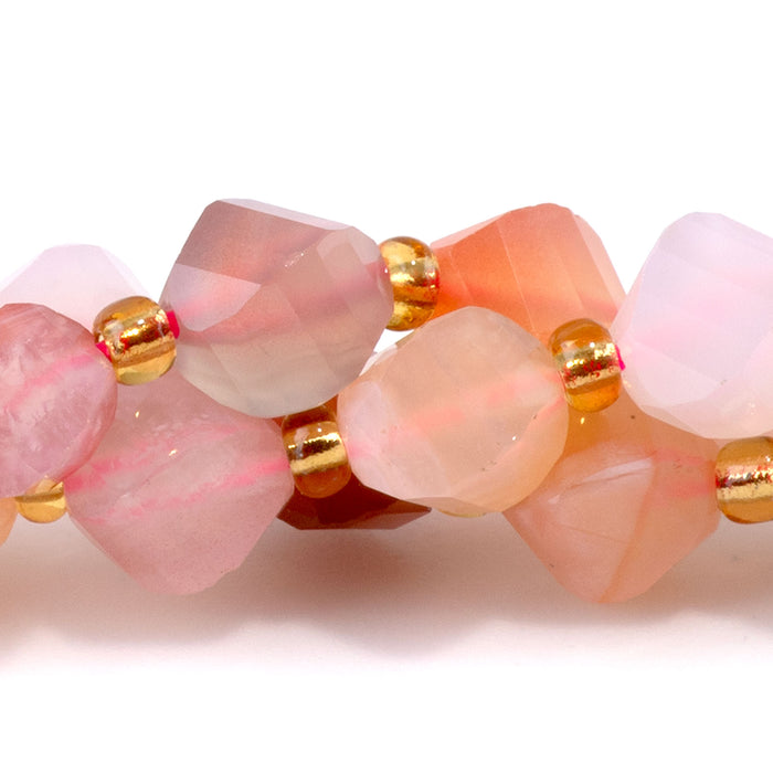 Flower Agate 7x8mm Faceted Swirl Oval - 15-16 Inch