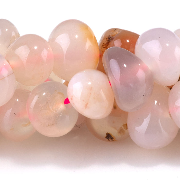 Flower Agate 8x10-9x13mm Side Drilled Pebble - 15-16 Inch