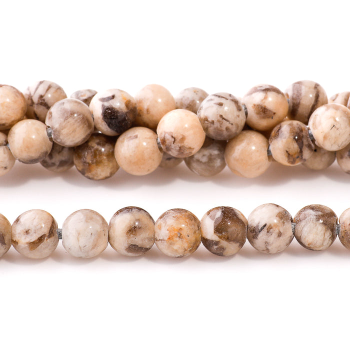 Graphic Feldspar 8mm Round - Large Hole Beads