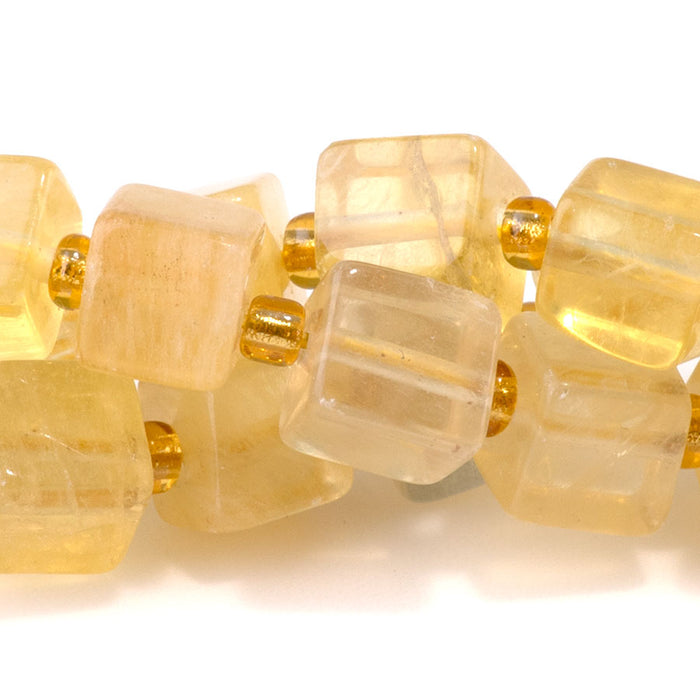 Yellow Fluorite 4-6mm Irregular Cube - 15-16 Inch