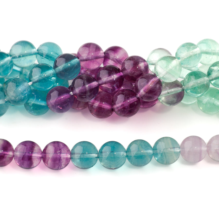 Fluorite Banded 8mm Round 8-Inch