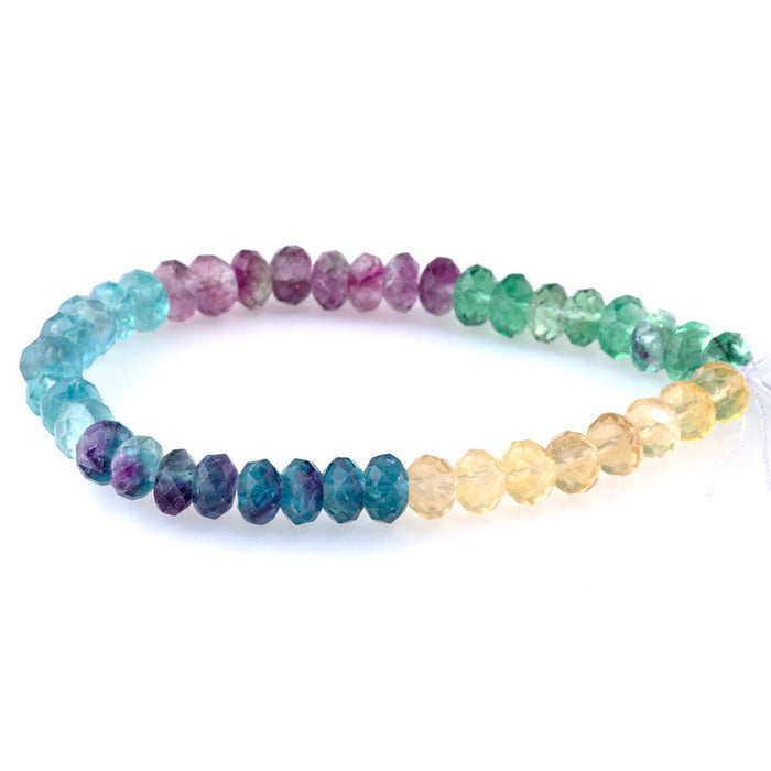 Fluorite Banded 8mm Faceted Rondelle 8-Inch