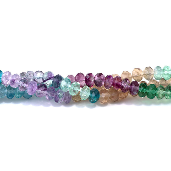 Fluorite Banded 8mm Faceted Rondelle 8-Inch