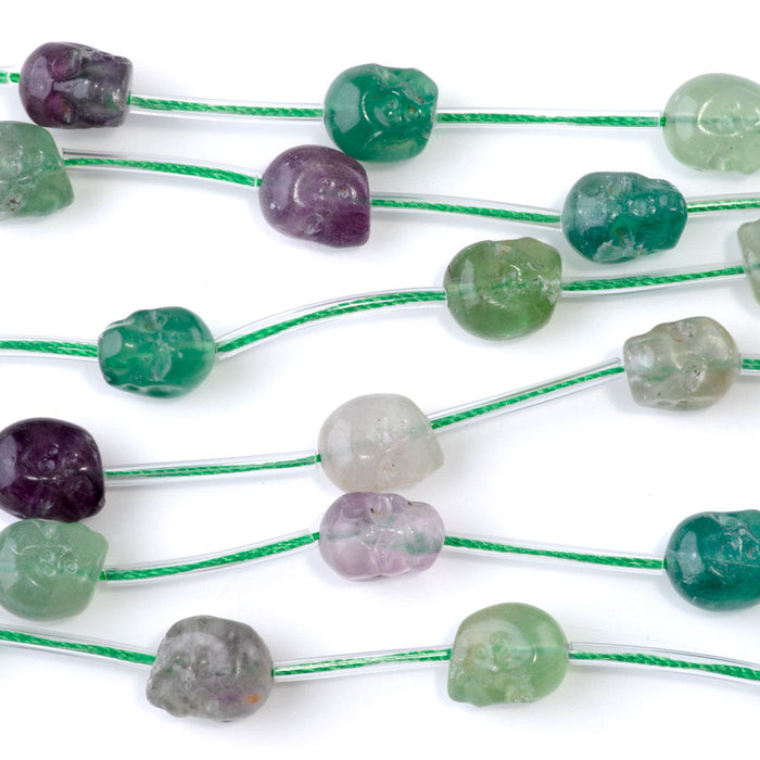 Fluorite 9x11mm Long Drill Skull - 15-16 Inch