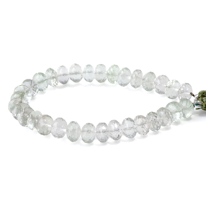 Green Amethyst 5-7x9-10mm Faceted Irregular Rondelle Bead - 8-Inch